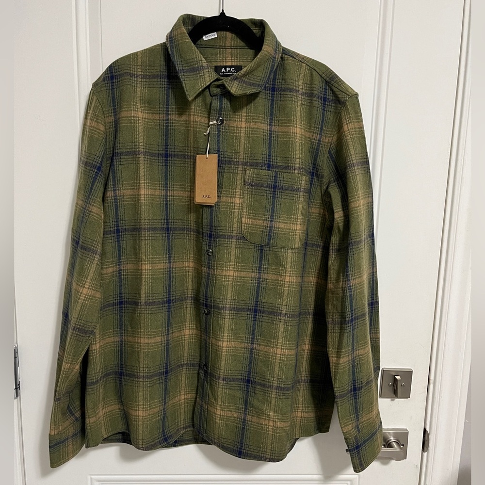 NWT - A.P.C. Men’s Surchemise Trek Wool Blended Flannel Overshirt - Size XXL